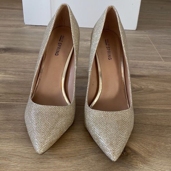 Sparkly Gold Call It Spring Pumps - Picture 2 of 6